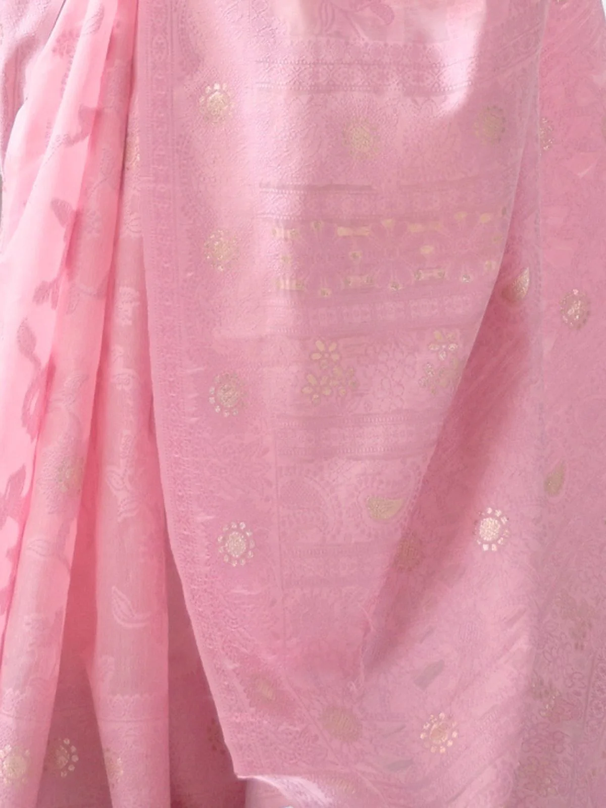 Odette Pink Woven Design Cotton Blend Saree With Unstitched Blouse For Women - Image 4