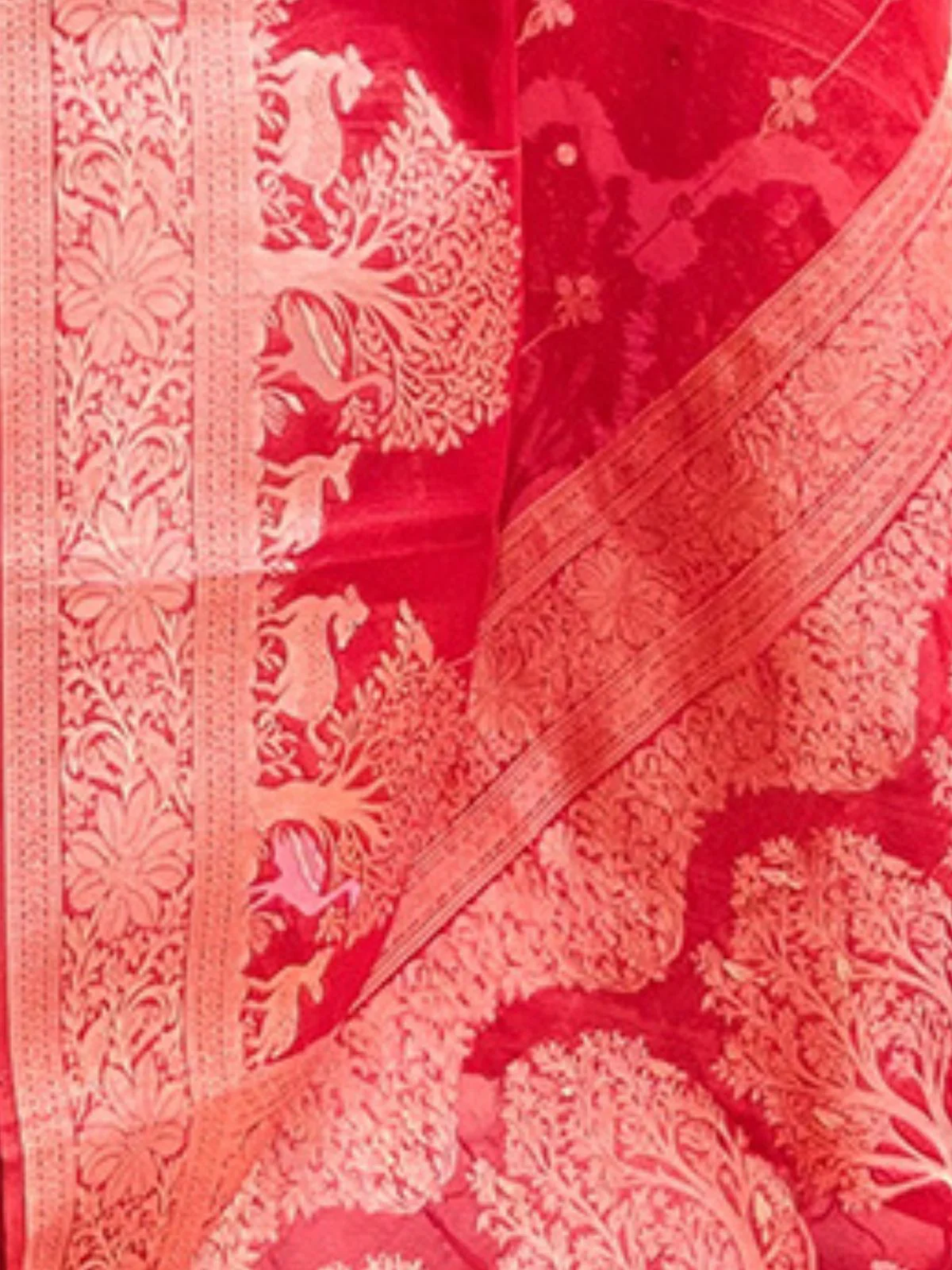 Odette Pink Woven Design Organza Saree With Unstitched Blouse For Women - Image 4
