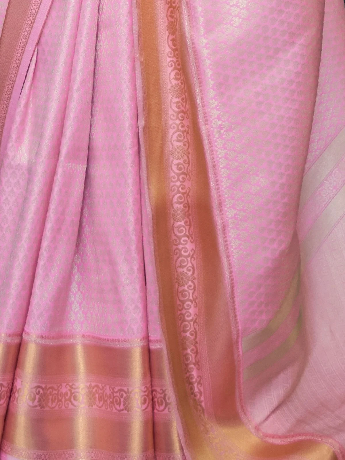 Odette Pink Woven Design Silk Blend Saree With Unstitched Blouse For Women - Image 4