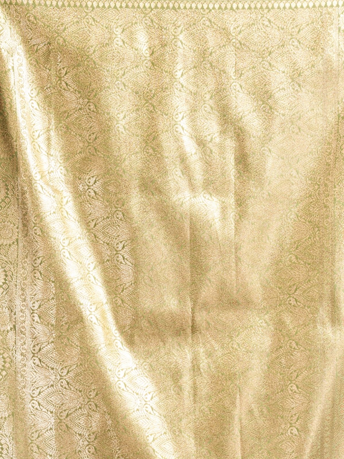 Odette Pista Green Silk Blend Woven Saree For Women - Image 6