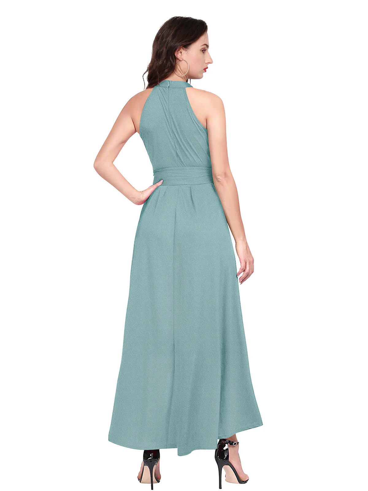 Odette Blue Polyester High Low Dress For Women - Image 4