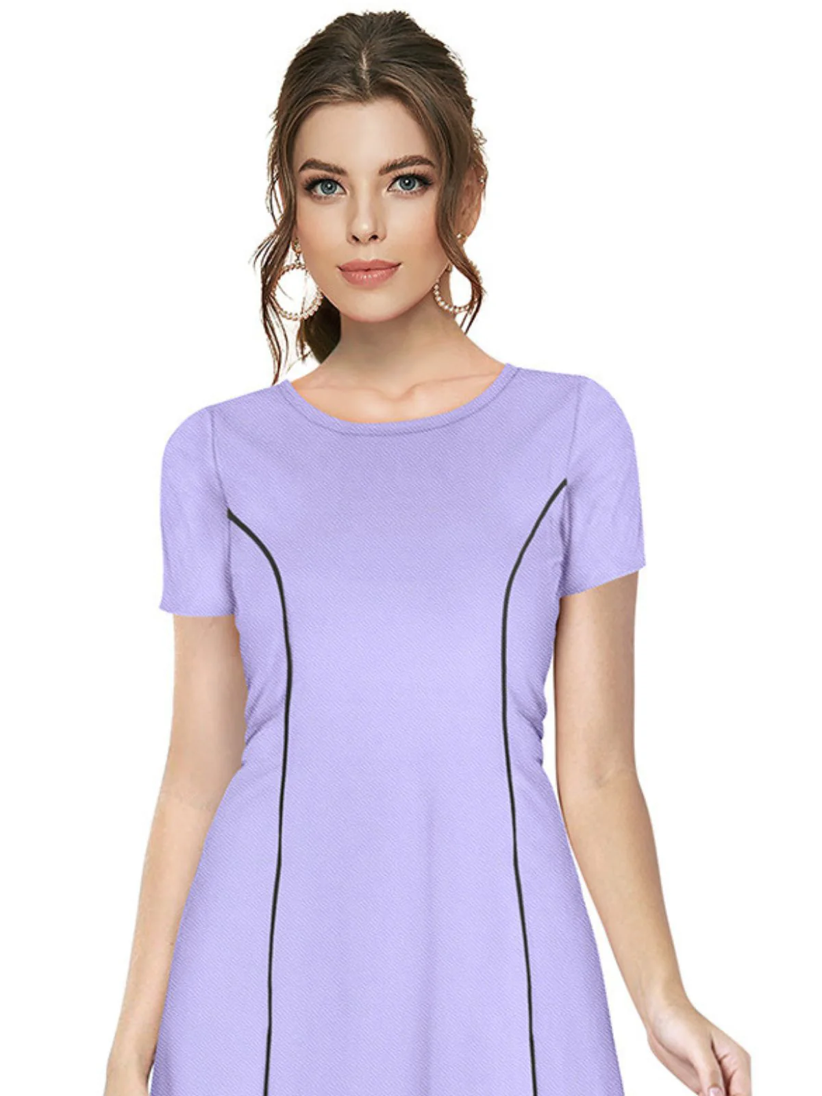 Odette Purple Skater Knit Fabric Dress For Women - Image 5