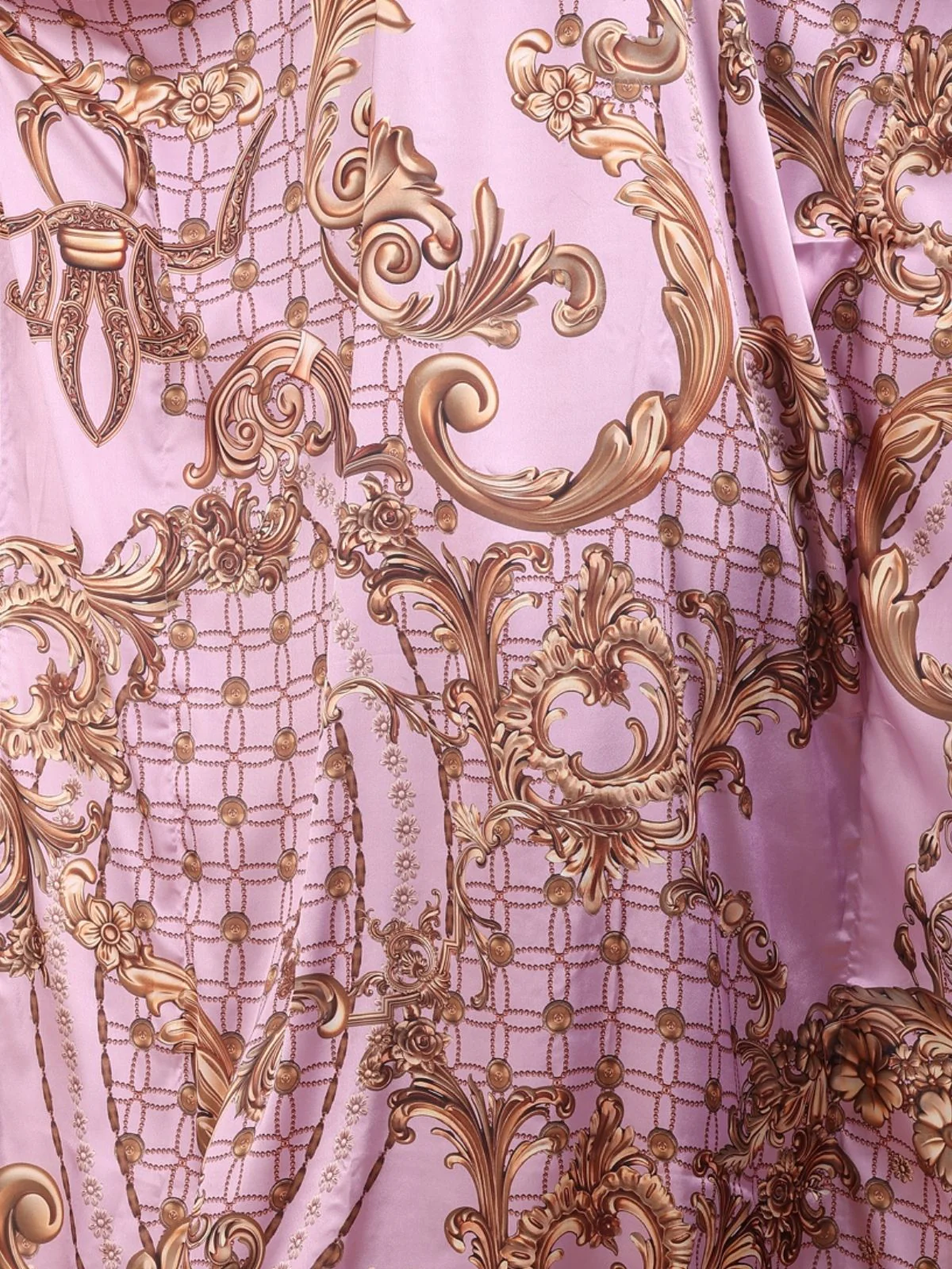 Odette Purple And Brown Satin Printed Kaftan For Women - Image 5