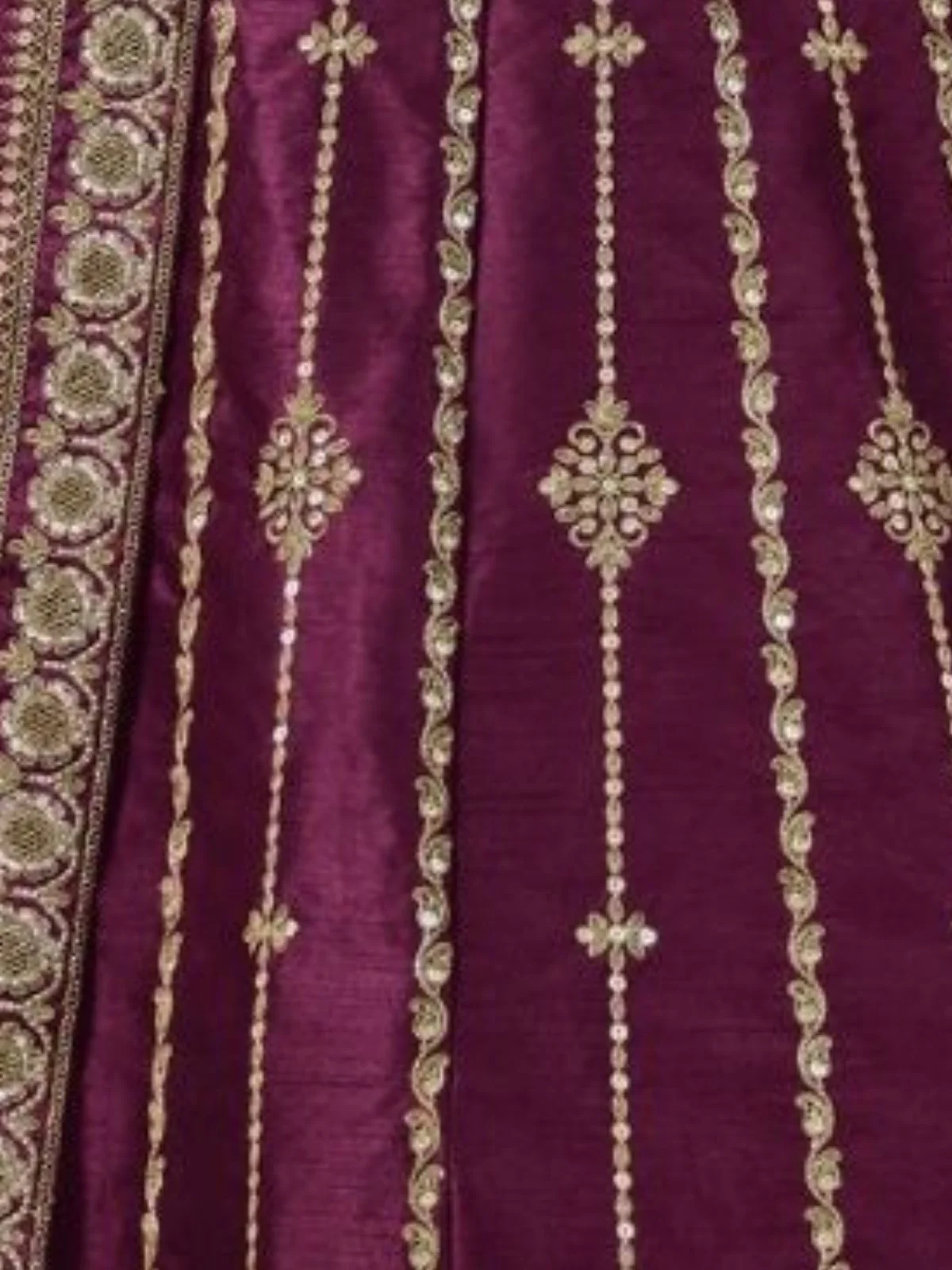 Odette Purple Art Silk Embroidered Semi-Stitched lehenga For Women - Image 5