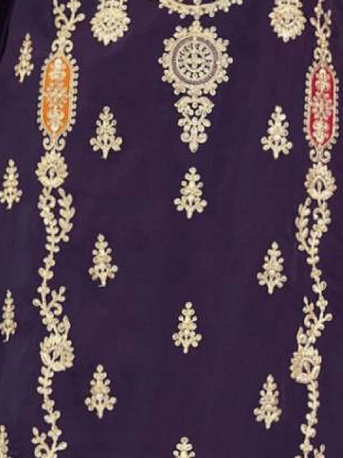Odette Purple Chinon Embellished Semi Stitched Kurta Set For Women - Image 3