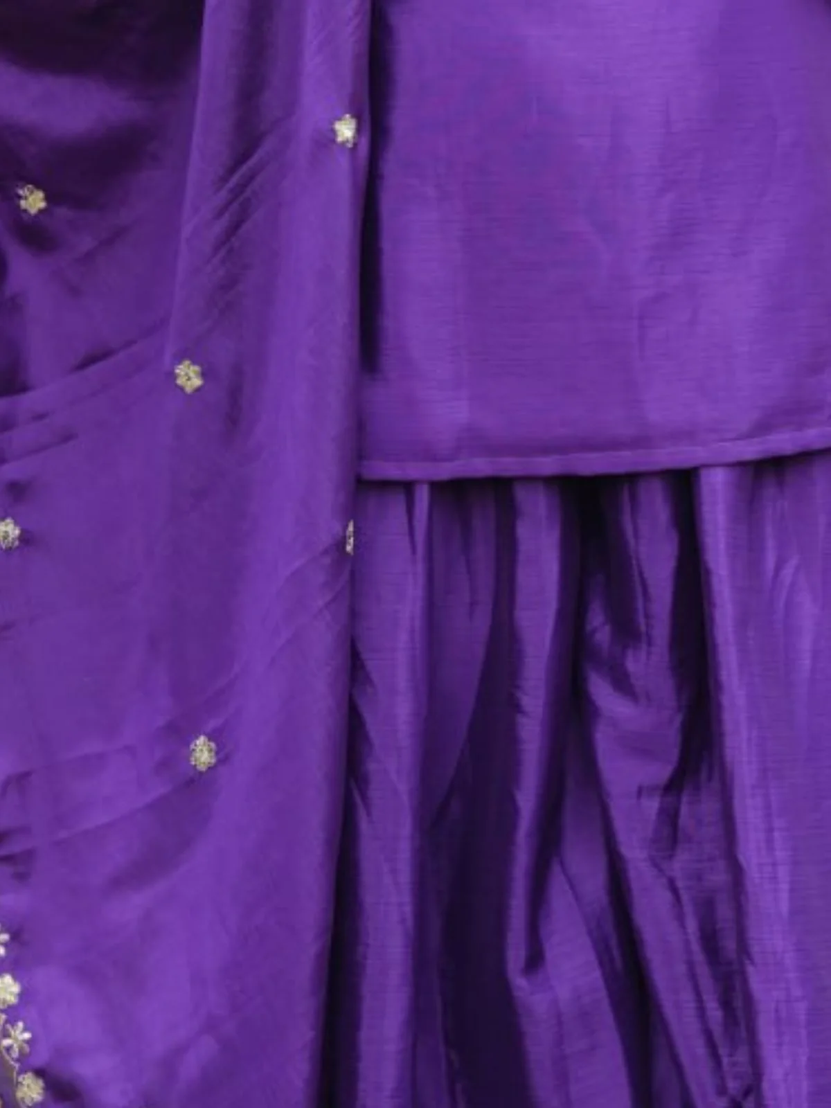 Odette Purple Chinon Embellished Stitched Kurta Set For Women - Image 5