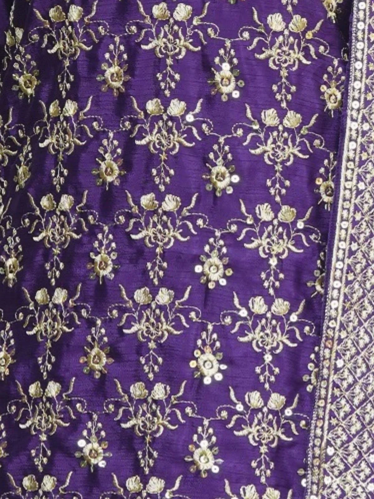 Odette Purple Chinon Embroidered Stitched Kurta Set For Women - Image 5