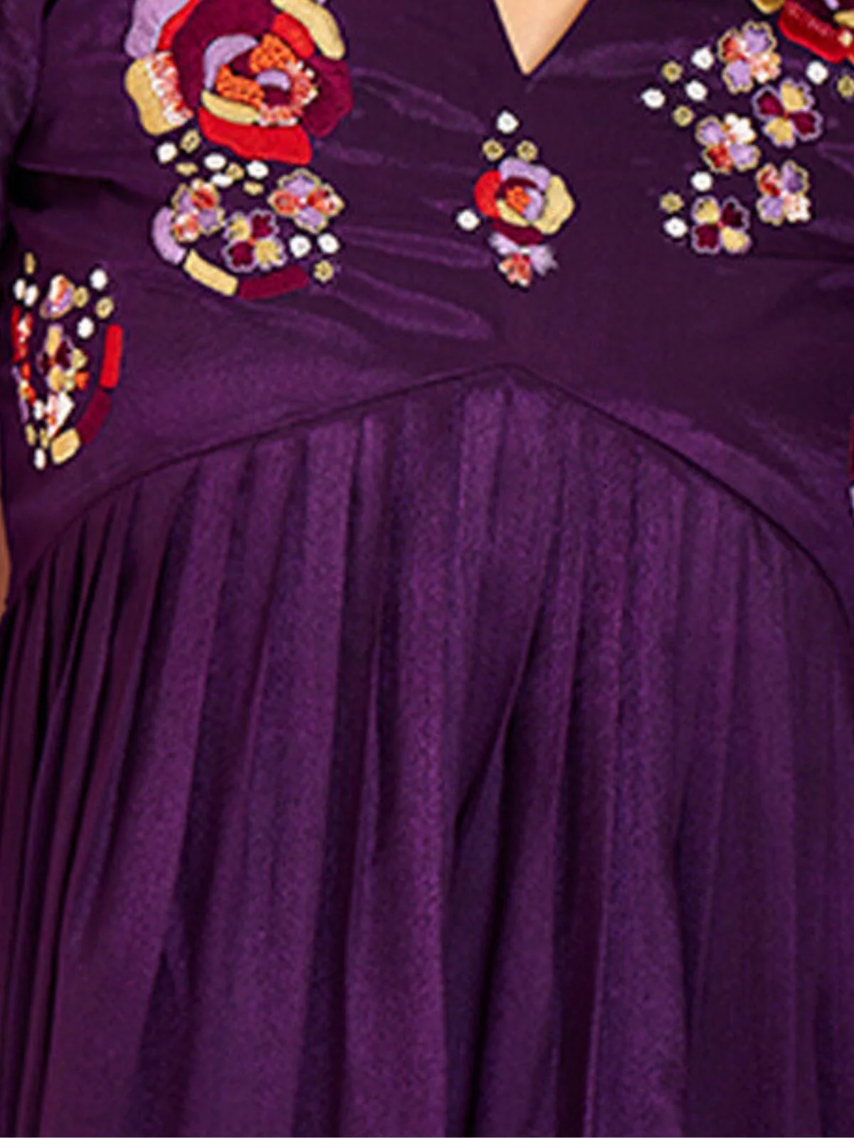 Odette Purple Chinon Embroidered Stitched Kurta Set For Women - Image 7