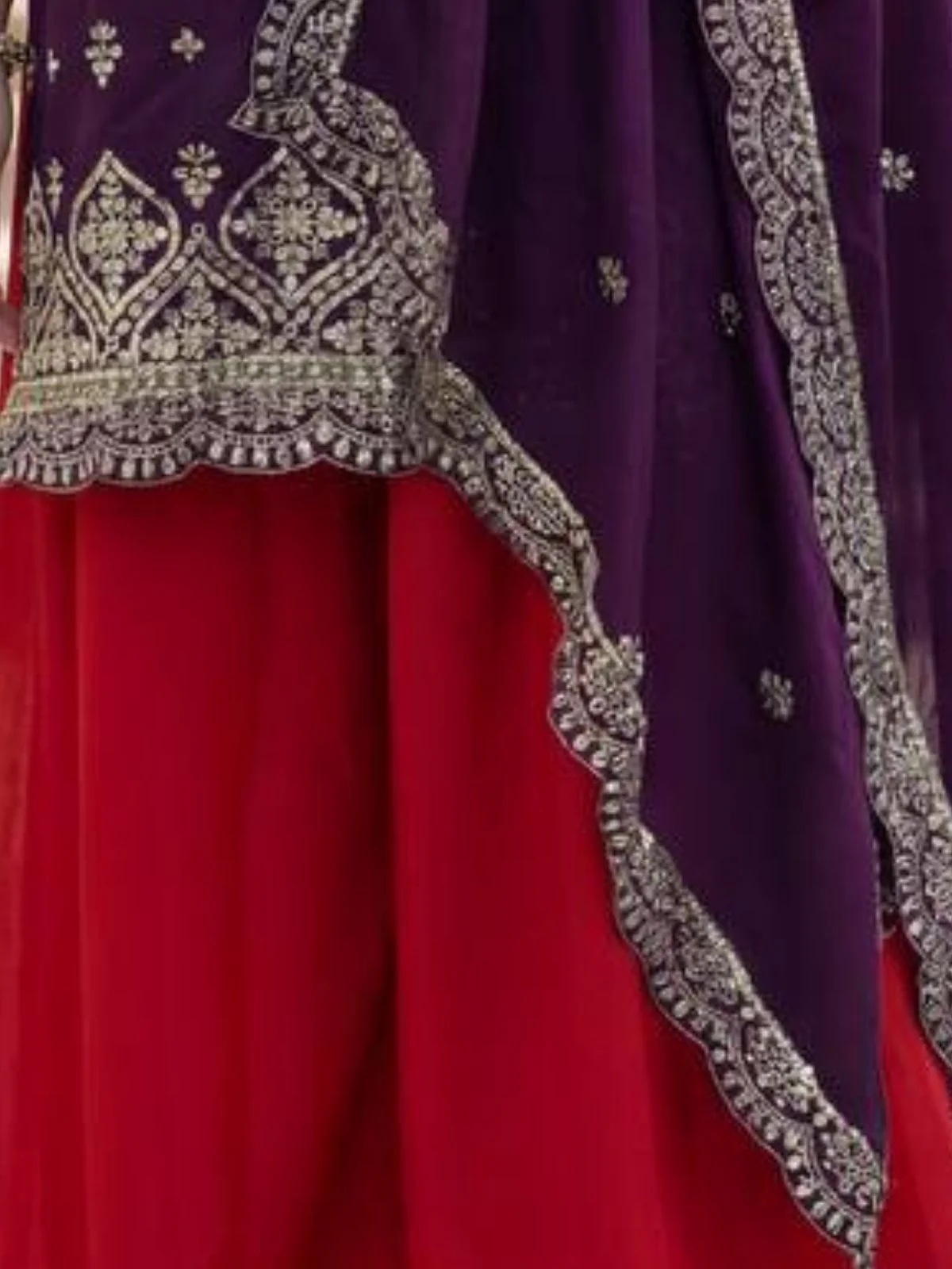 Odette Purple Chinon Solid Stitched Kurta Set For Women - Image 5