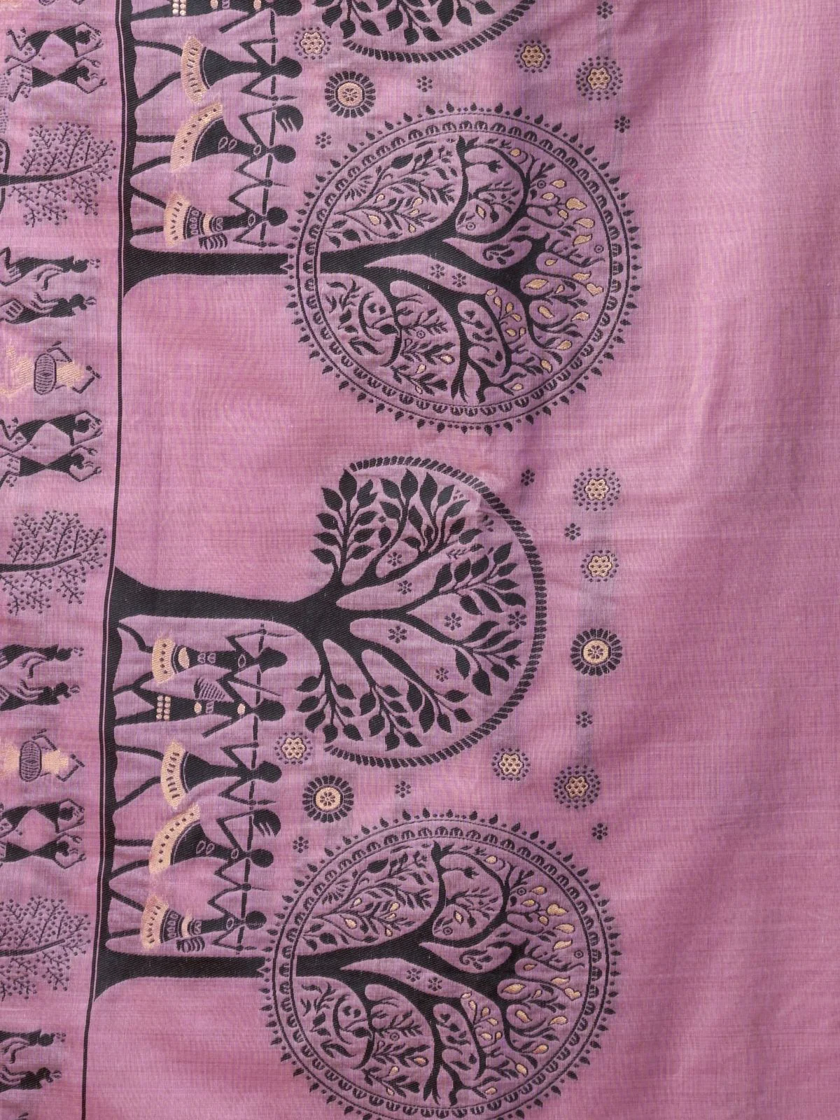 Odette Purple  Cotton Blend Printed Saree For Women - Image 6