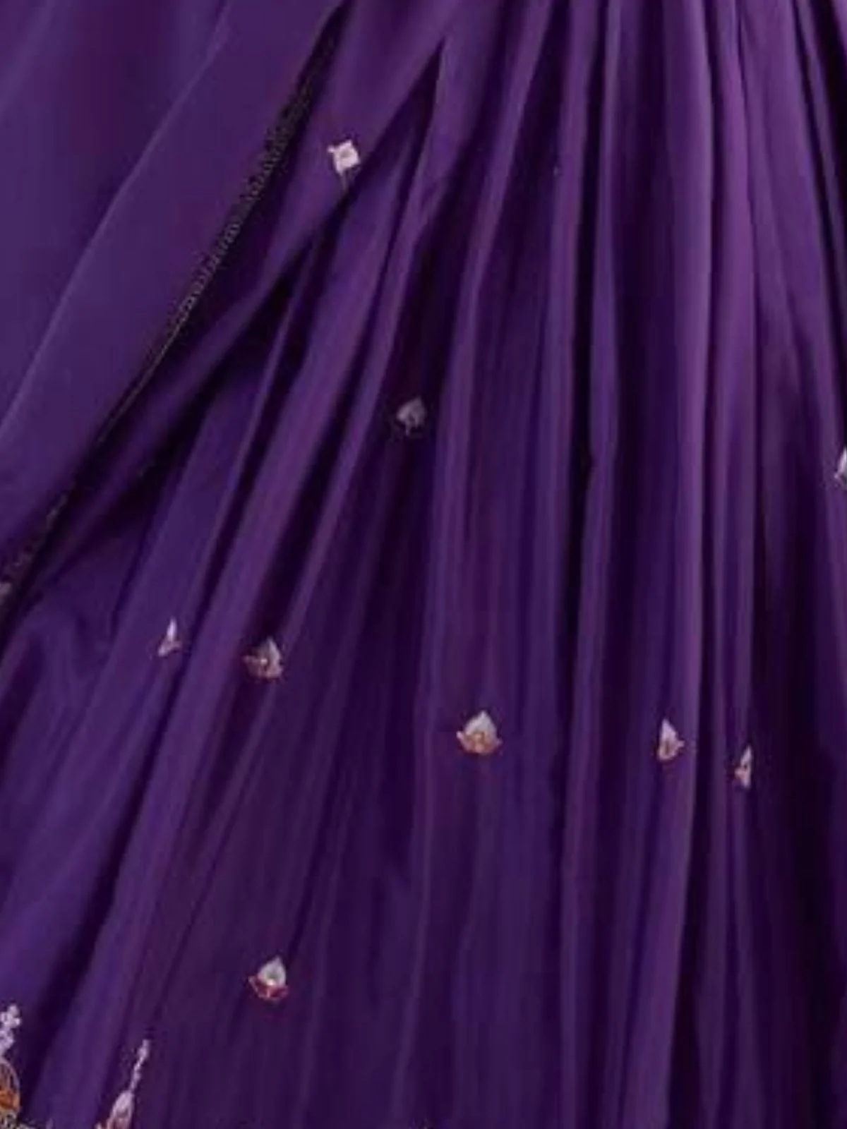 Odette Purple Crepe Embellished Semi Stitched Lehenga For Women - Image 6