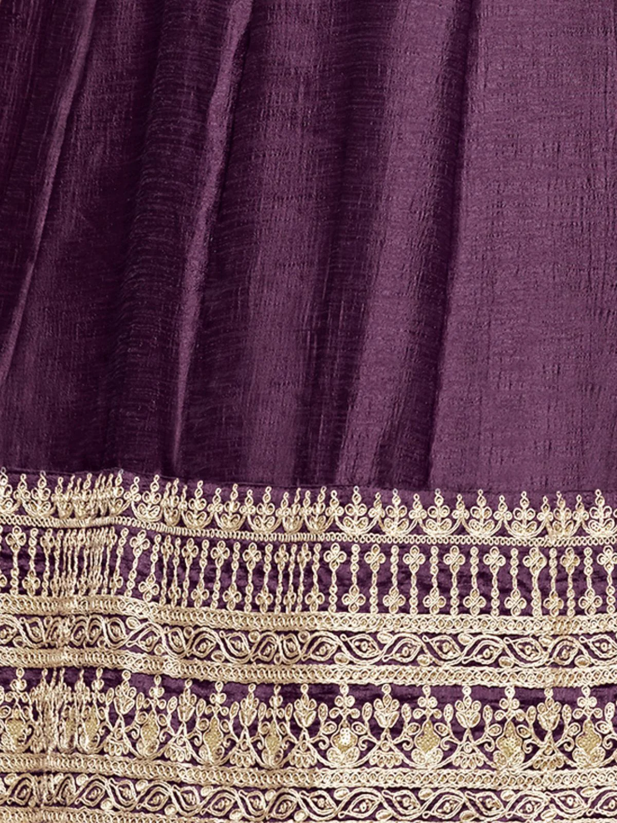 Odette Purple Embroidered Art Silk Semi Stitched Gown With Dupatta For Women - Image 5