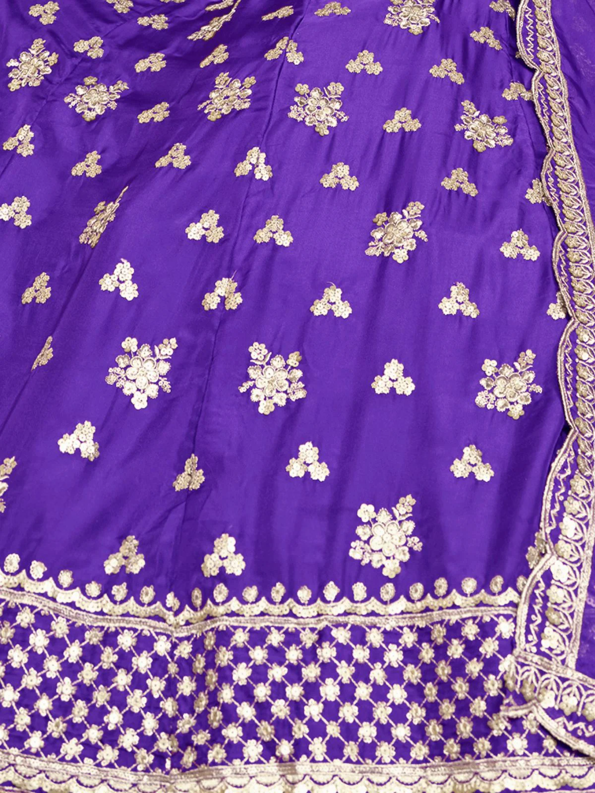 Odette Purple Embroidered Organza Semi Stitched Lehenga With Unstitched Blouse For Women - Image 5