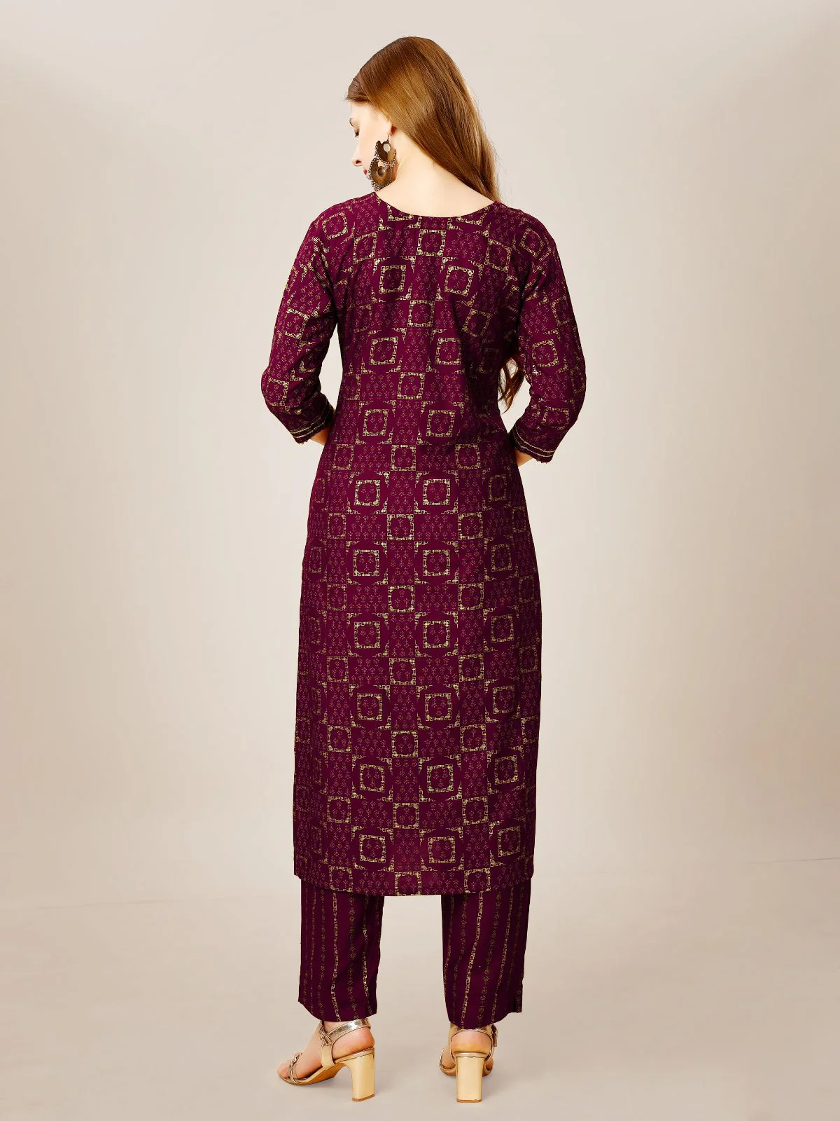 Odette Purple Embroidered Rayon Stitched Kurta Set For Women - Image 5