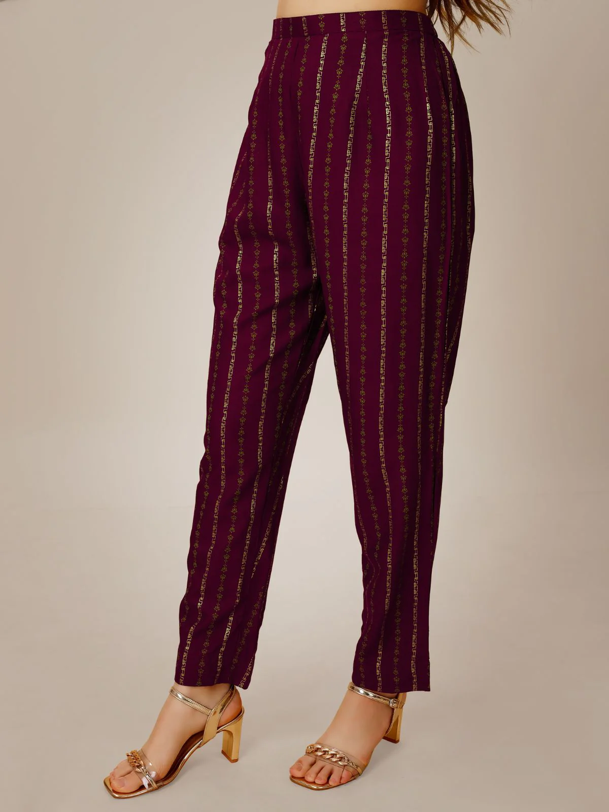 Odette Purple Embroidered Rayon Stitched Kurta Set For Women - Image 6