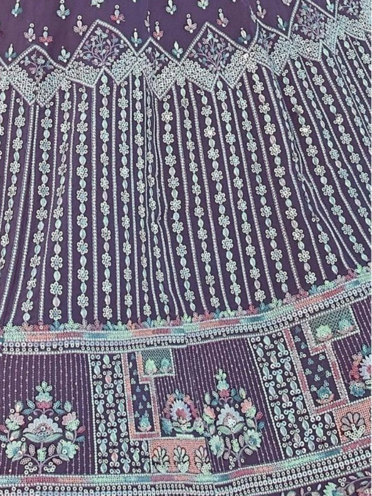 Odette Purple Georgette Embellished Semi-Stitched lehenga For Women - Image 4