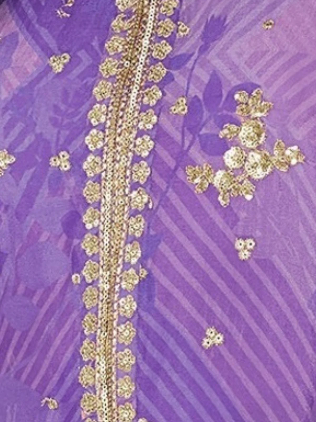 Odette Purple Georgette Embellished Stitched Kurta Set For Women - Image 3