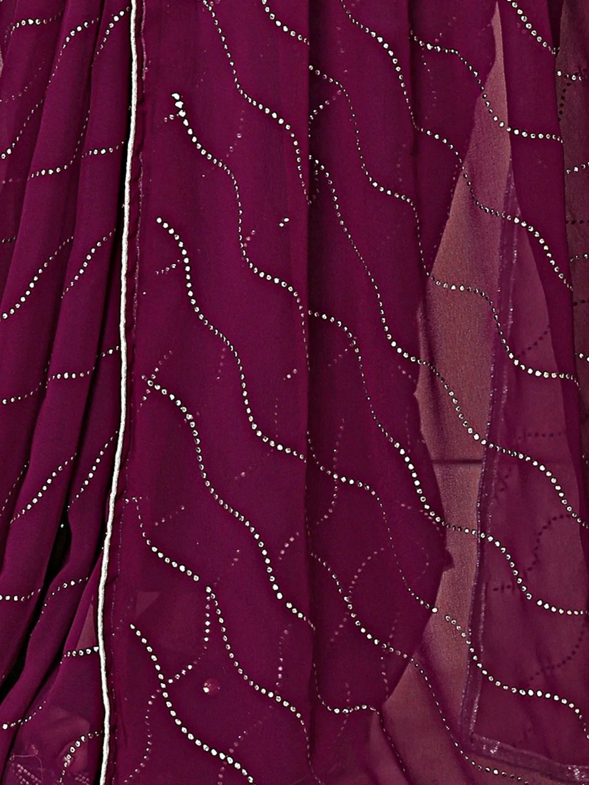 Odette Purple Georgette Embellished Saree For Women - Image 5