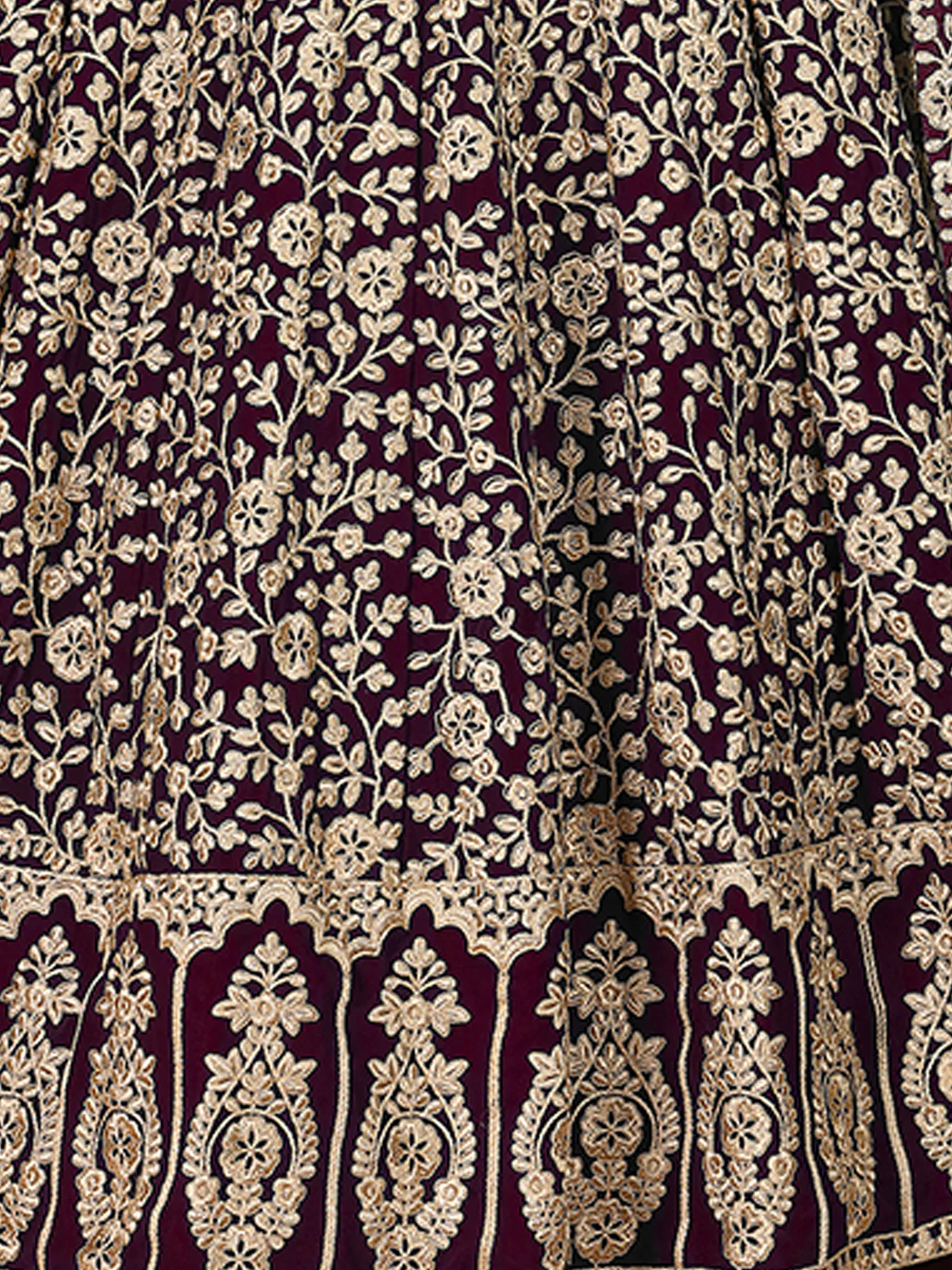 Odette Purple Georgette Embroidered Semi stitched Kurta Set For Women - Image 3