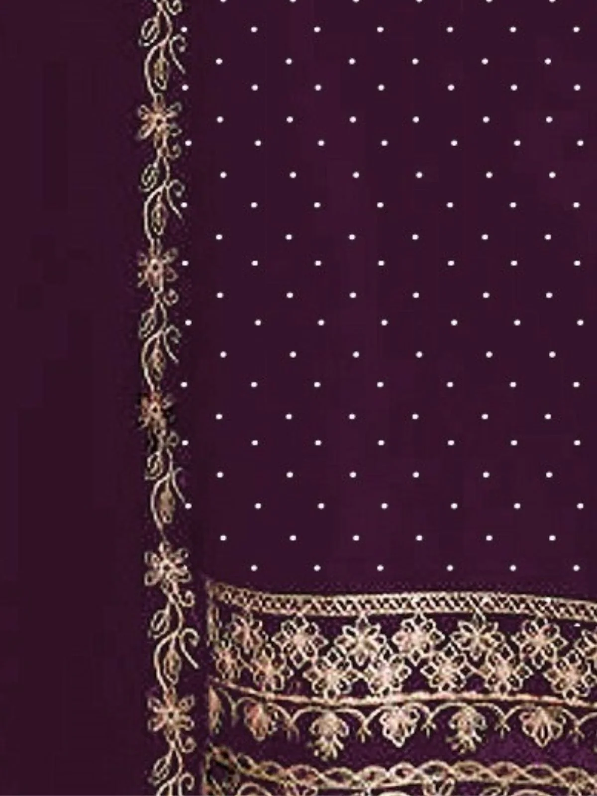 Odette Purple Georgette Embroidered Semi-Stitched Kurta Set For Women - Image 3