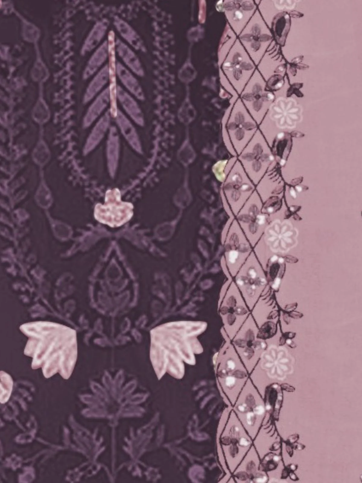 Odette Purple Georgette Embroidered Semi-Stitched Kurta Set For Women - Image 3