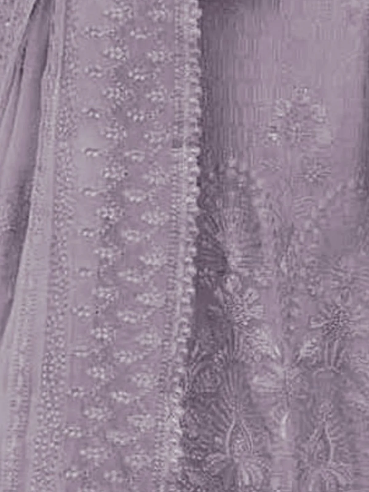 Odette Purple Georgette Embroidered Semi-Stitched Kurta Set For Women - Image 3