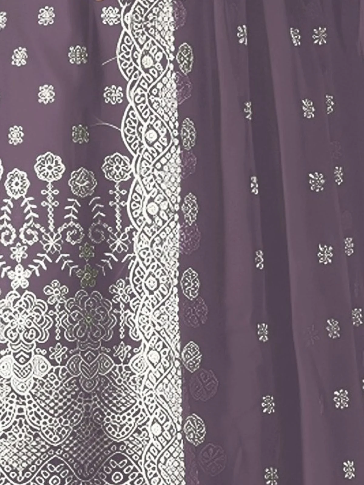 Odette Purple Georgette Embroidered Semi Stitched Kurta Set For Women - Image 3