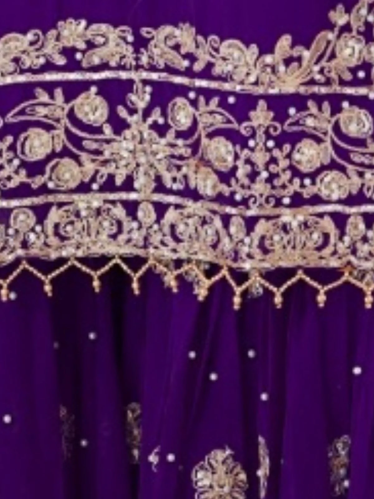 Odette Purple Georgette Embroidered Stitched Kurta Set For Women - Image 7