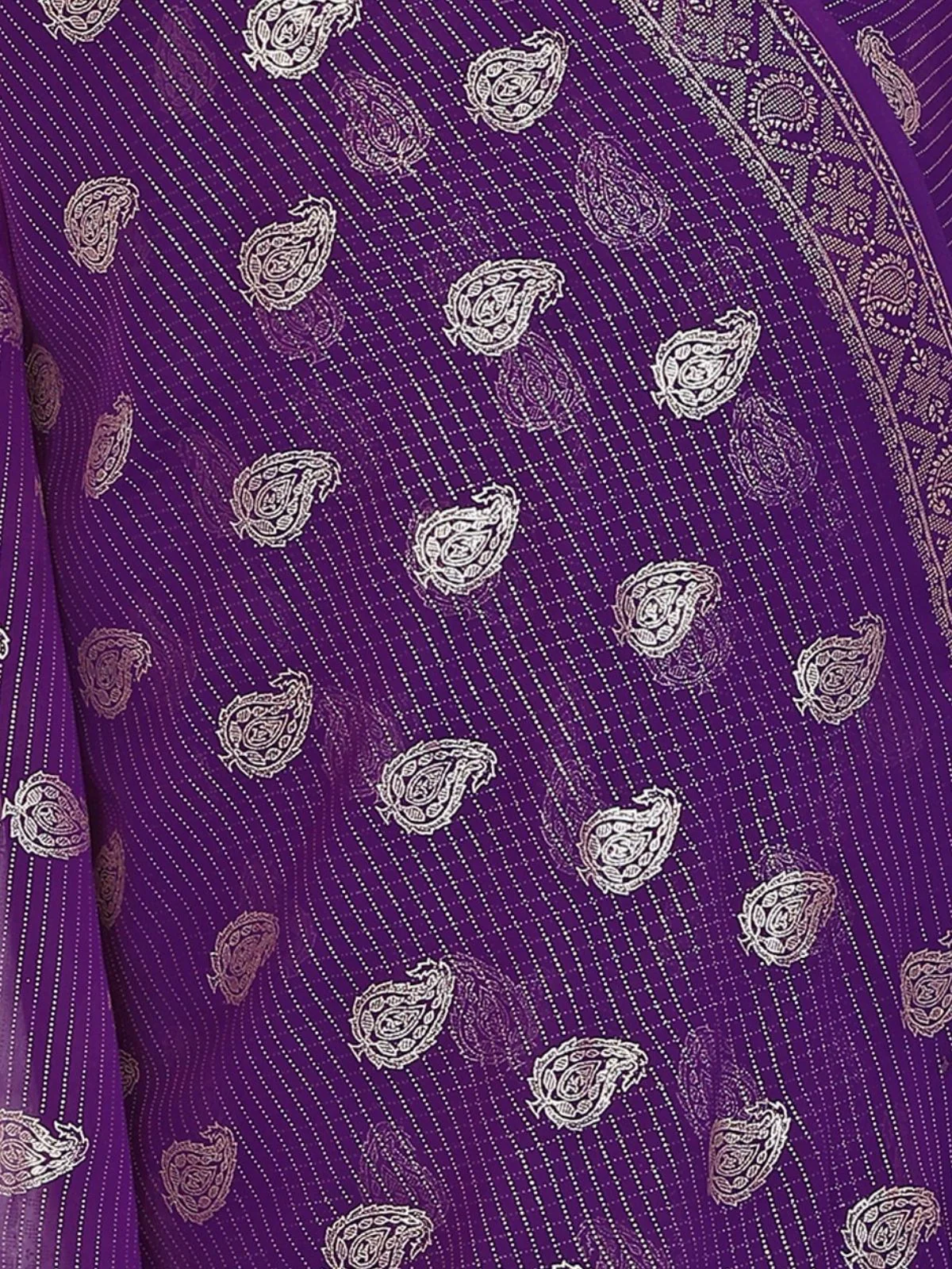 Odette Purple Georgette Printed Saree For Women - Image 5