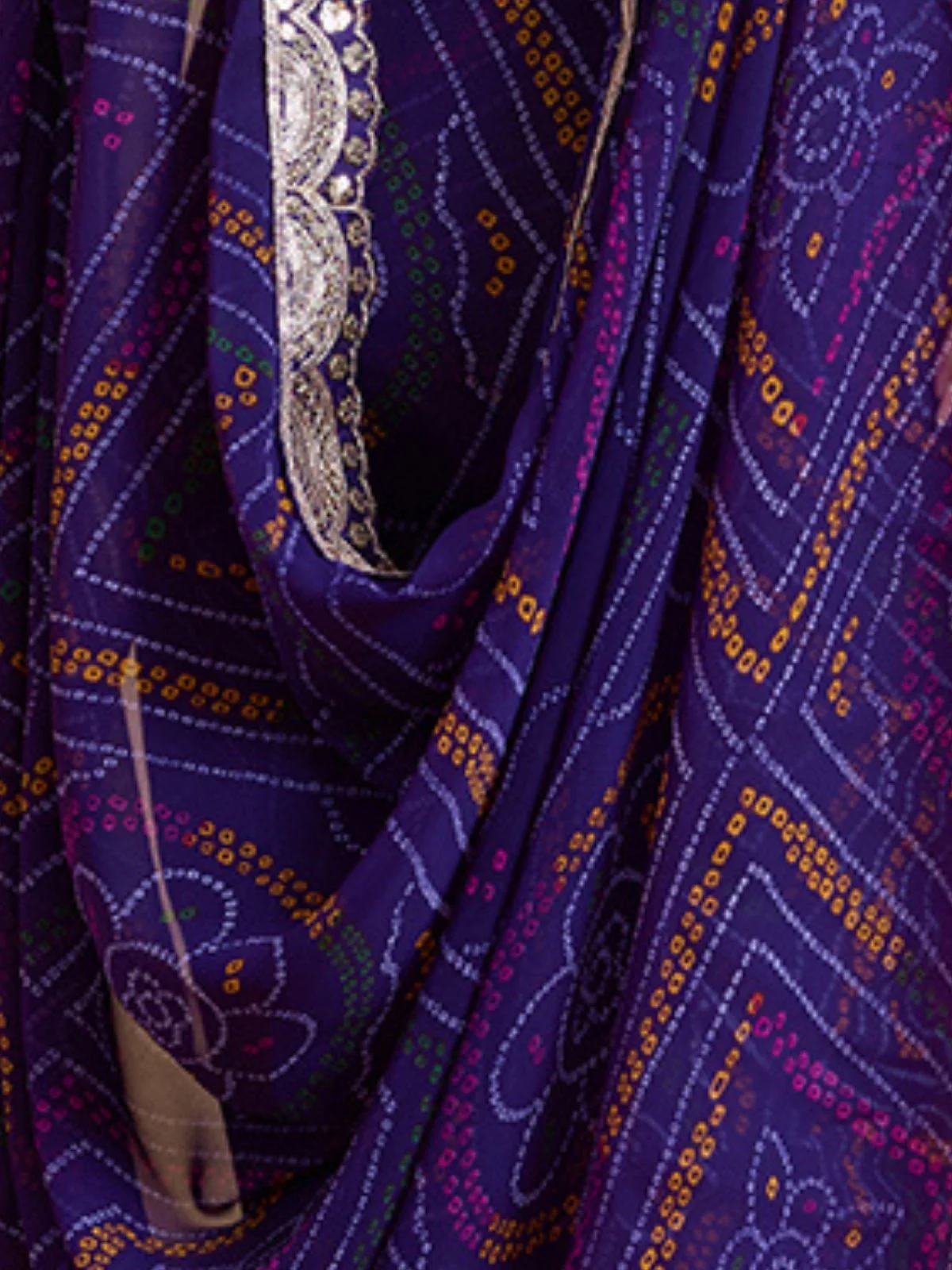 Odette Purple Georgette Printed Saree For Women - Image 5