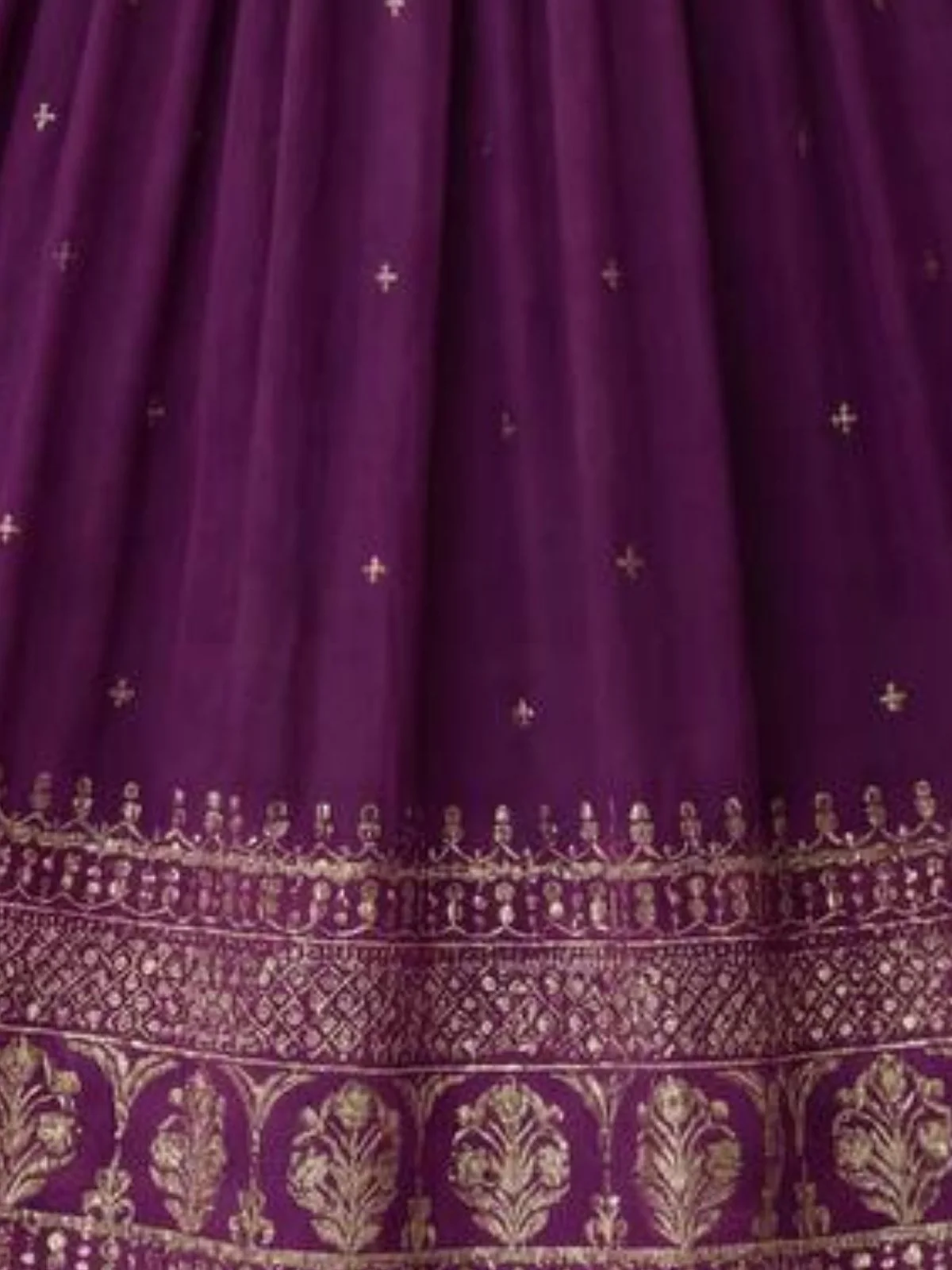 Odette Purple Georgette Solid Stitched Kurta Set For Women - Image 5