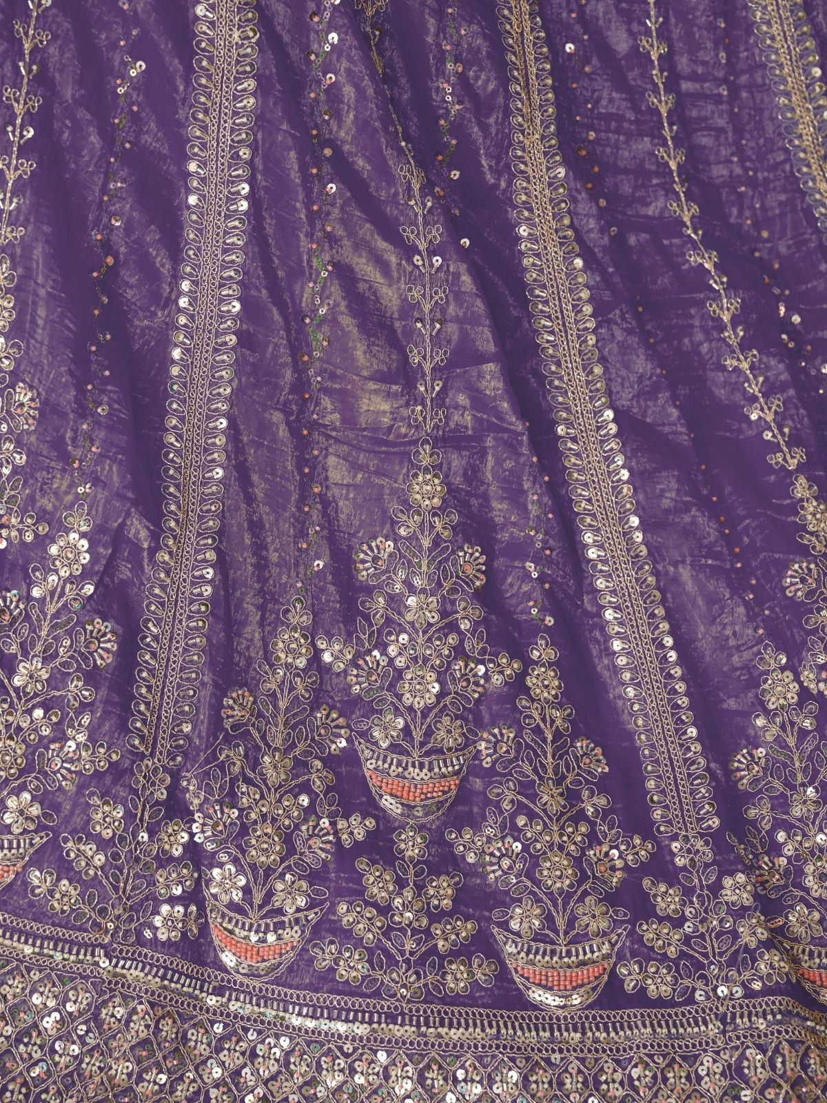 Odette Purple Jimmy Choo Embroidered Semi-Stitched Lehenga For Women - Image 5