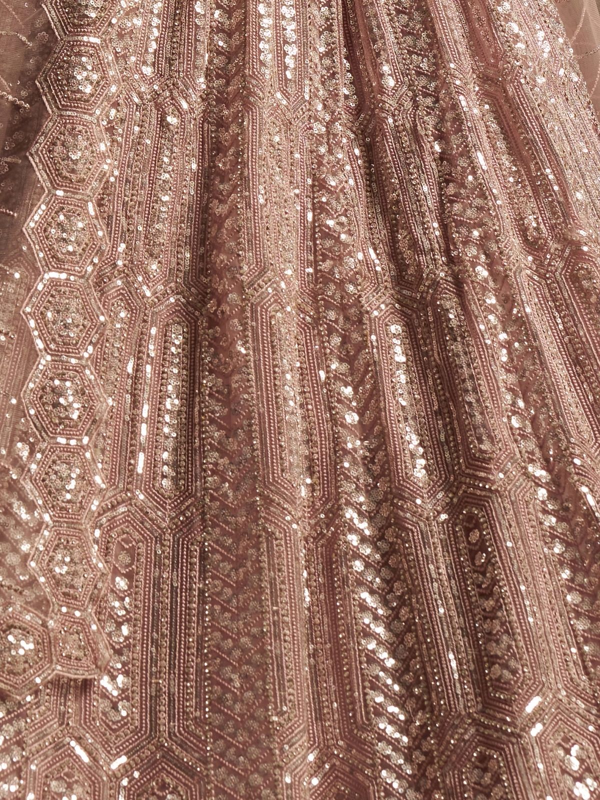 Odette Light Pink Net Embellished Semi-Stitched Lehenga For Women - Image 6