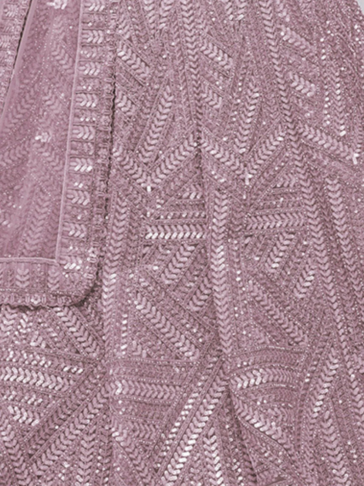 Odette Purple Net Embellished Semi Stitched Lehenga With Unstitched Blouse For Women - Image 5