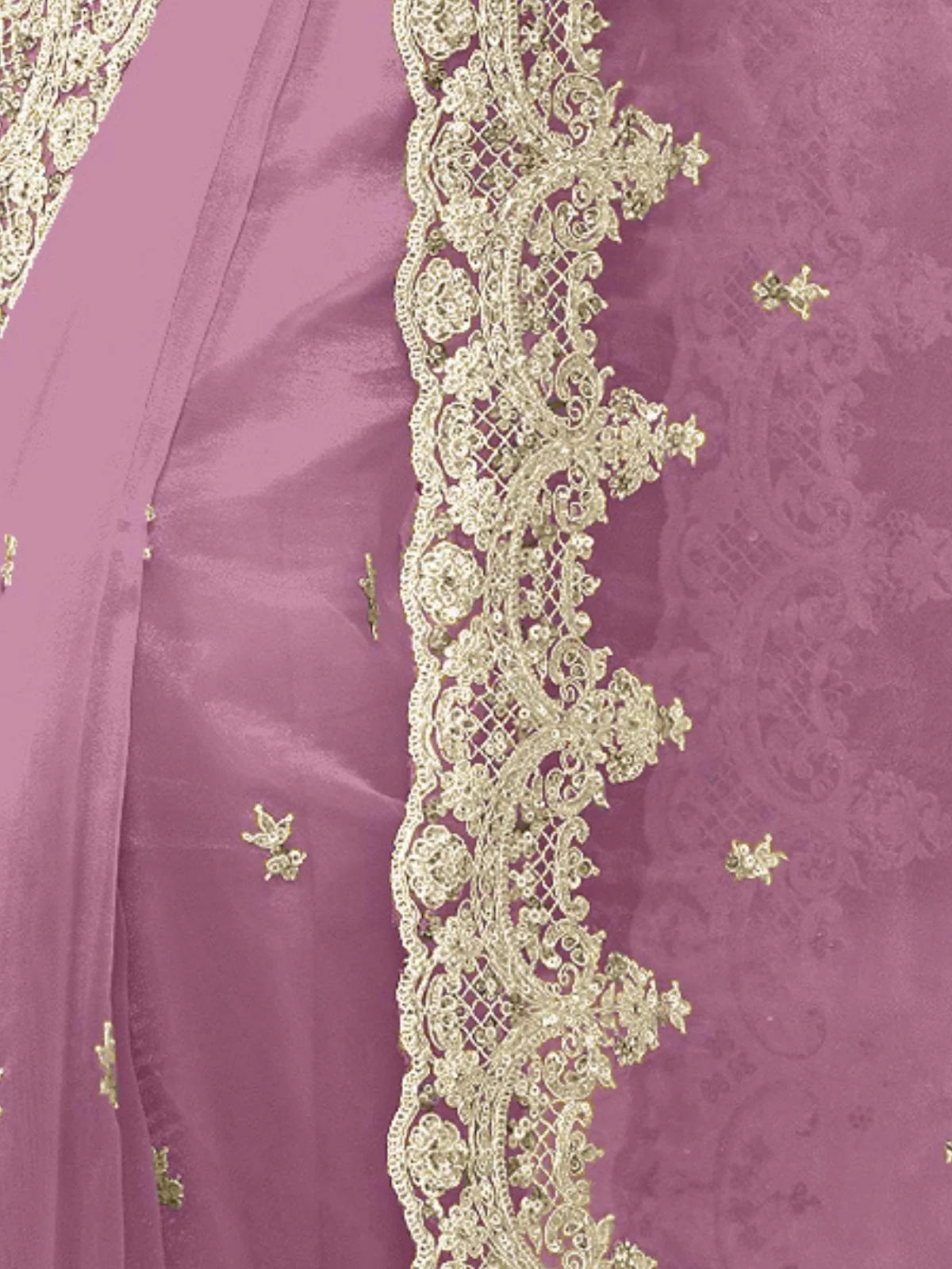 Odette Purple Organza Embellished Elegant Saree For Women - Image 4