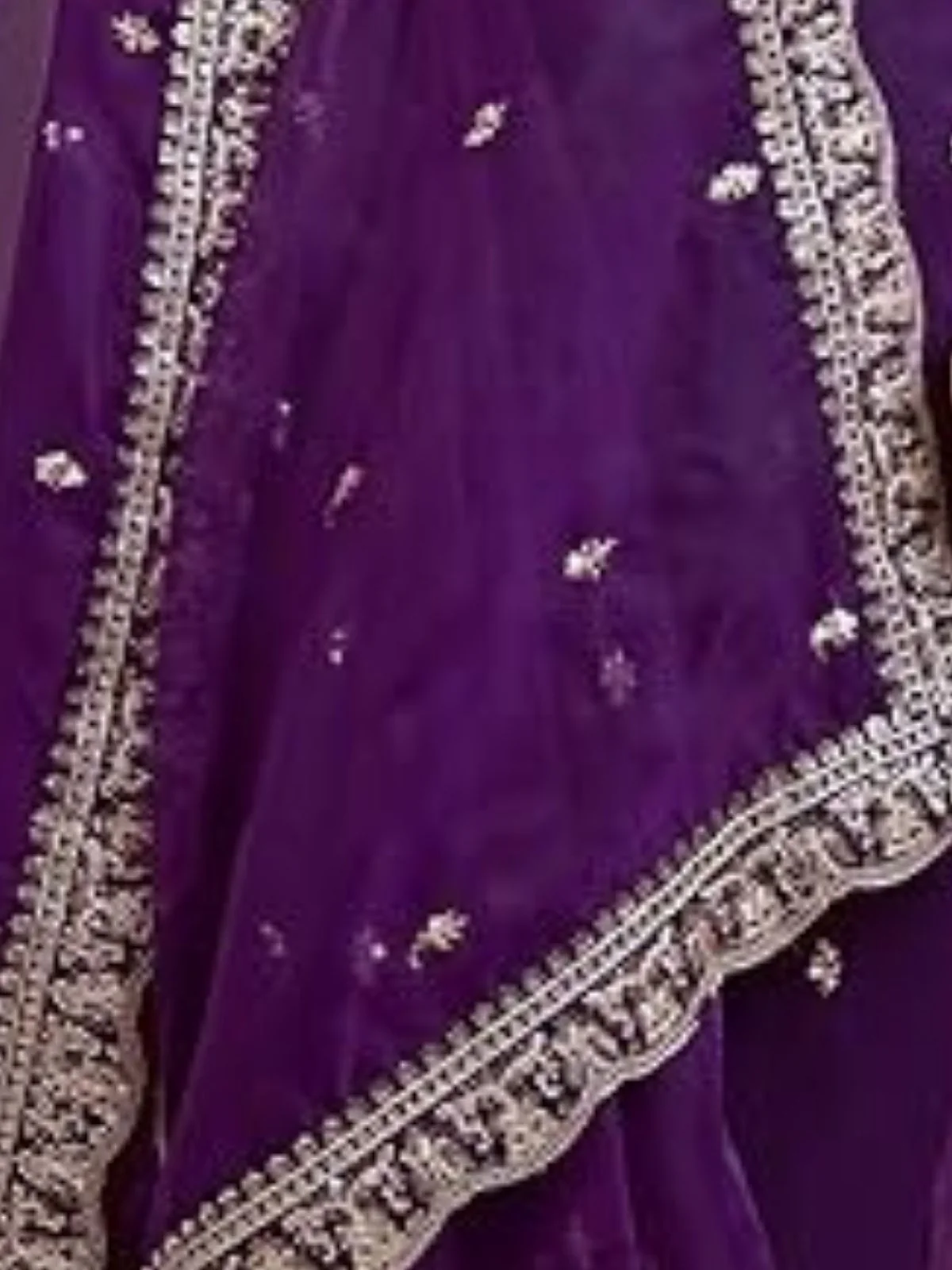 Odette Purple Organza Embellished Solid Saree For Women - Image 5