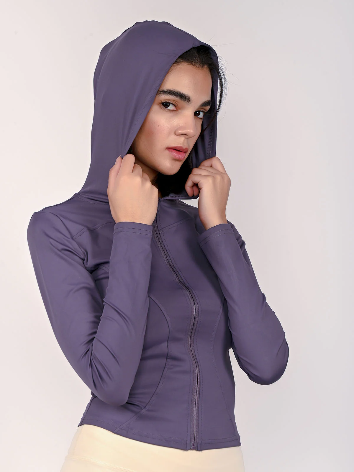 Odette Purple Polyester Lycra Solid Active Wea For Women - Image 4