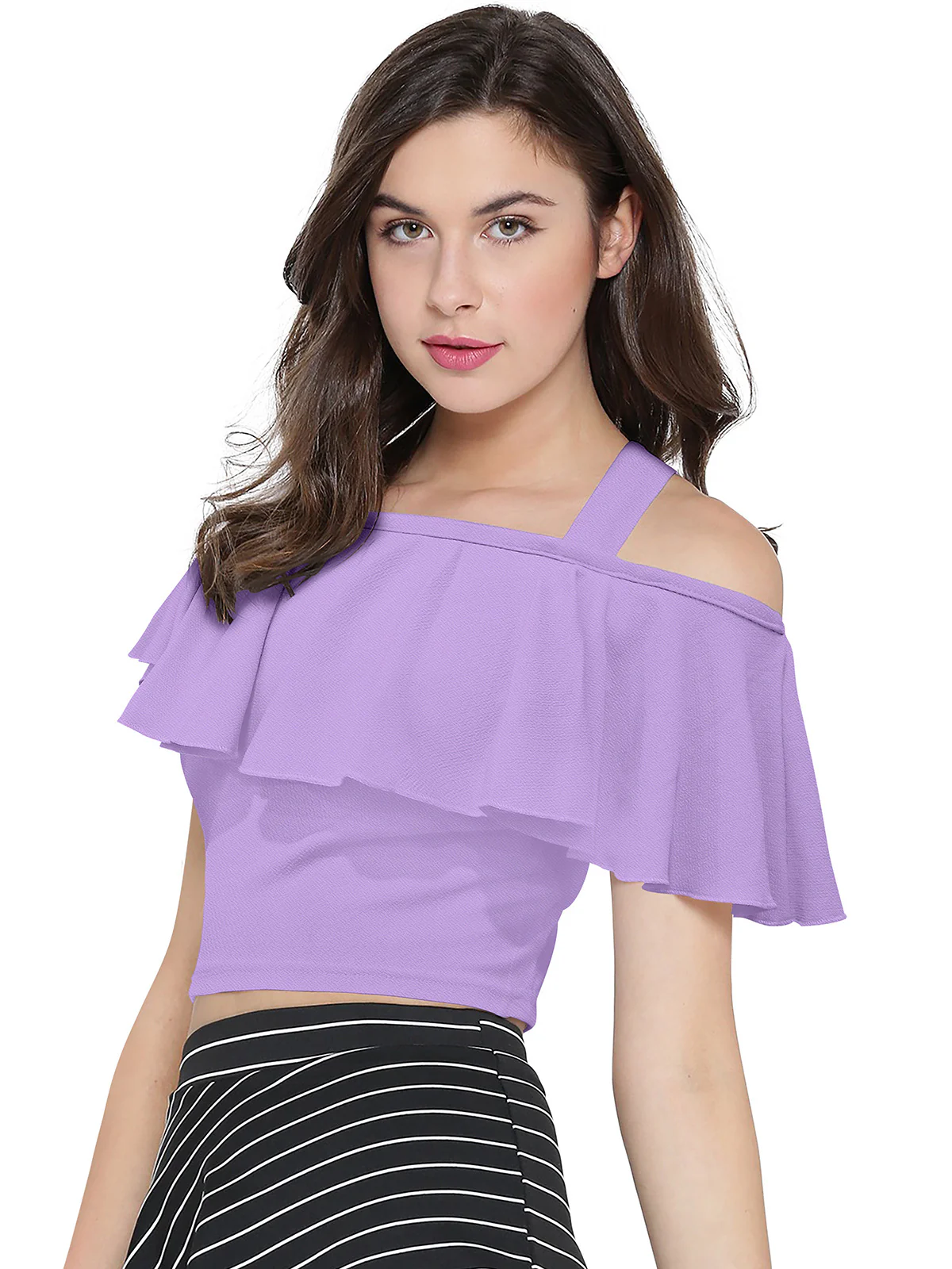 Odette Purple Polyester Solid Top For Women - Image 3