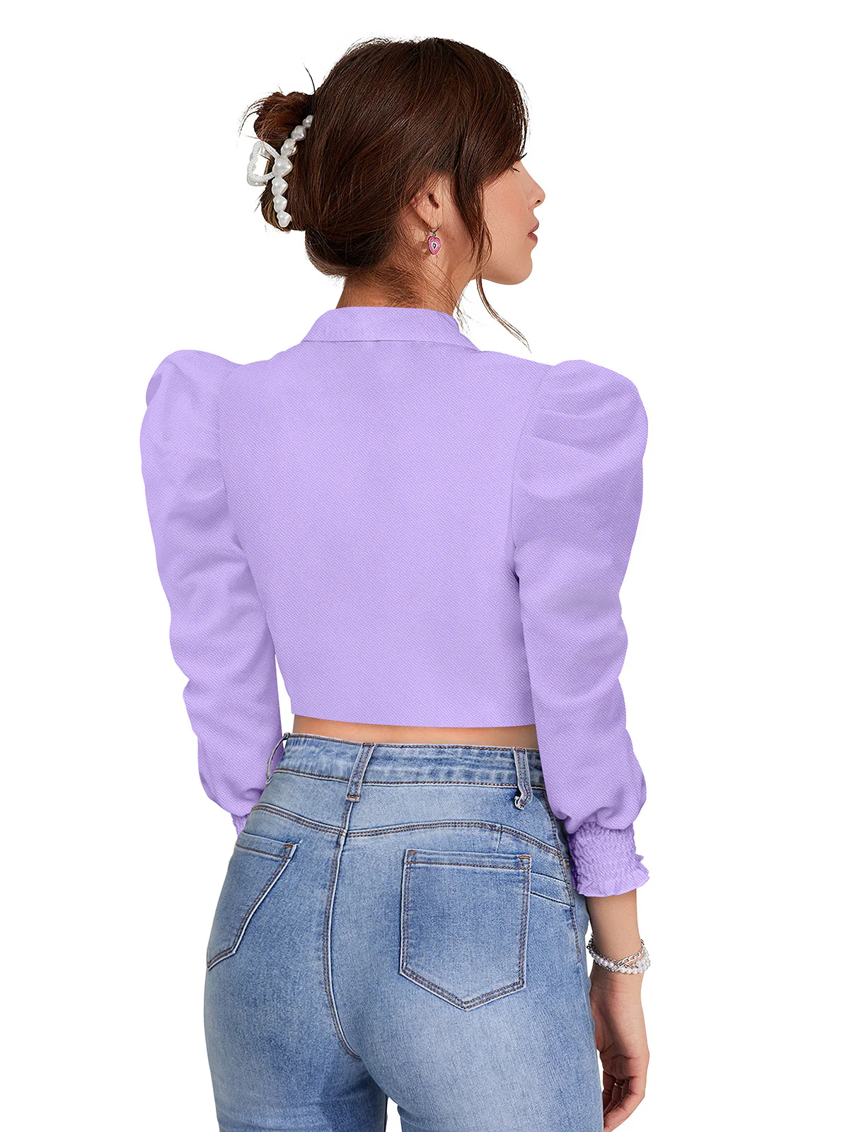 Odette Purple Polyester Solid Top For Women - Image 4