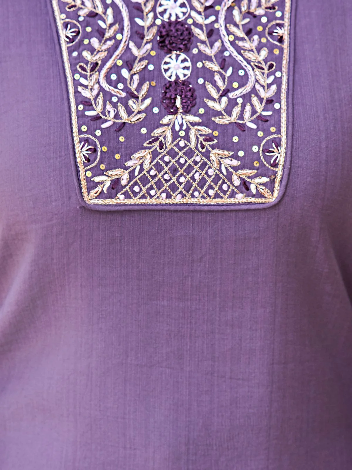 Odette Purple Rayon Embroidered Stitched Kurta Set For Women - Image 5