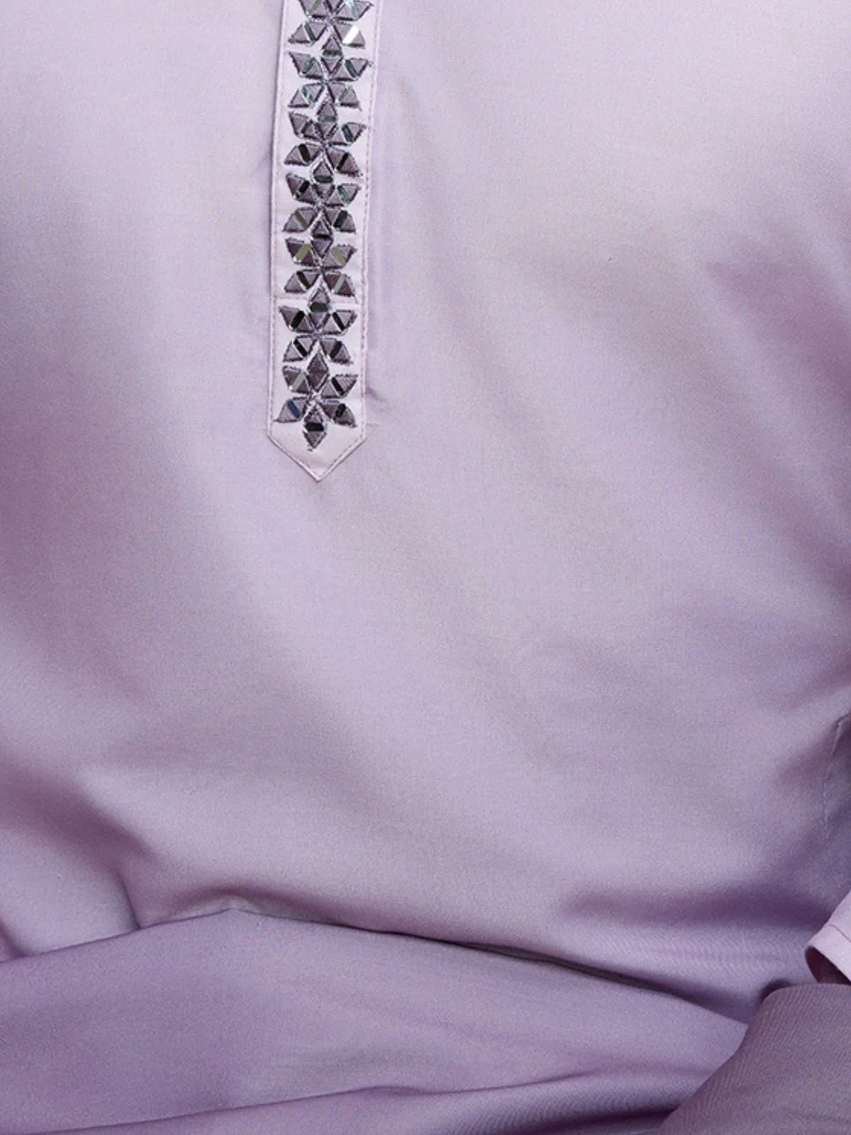 Odette Purple Rayon Mirror Work Stitched Kurta With Dupatta For Men - Image 6