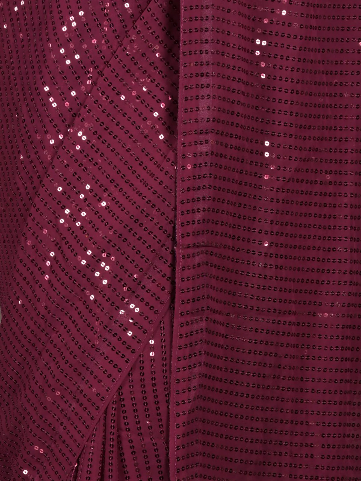 Odette Purple Sequins Embroidered Georgette Saree with Unstitched Blouse for Women - Image 5