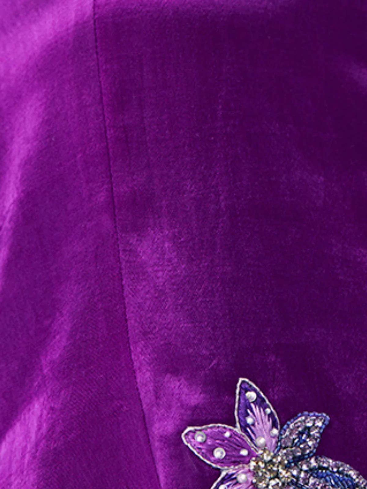 Odette Purple Silk Blend Embroidered Top For Women - Image 5