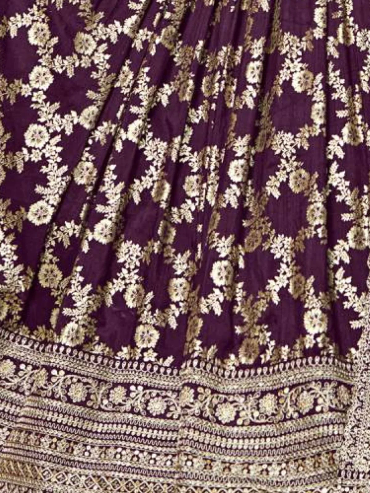 Odette Purple Silk Blend Foil Print Gown For Women - Image 5