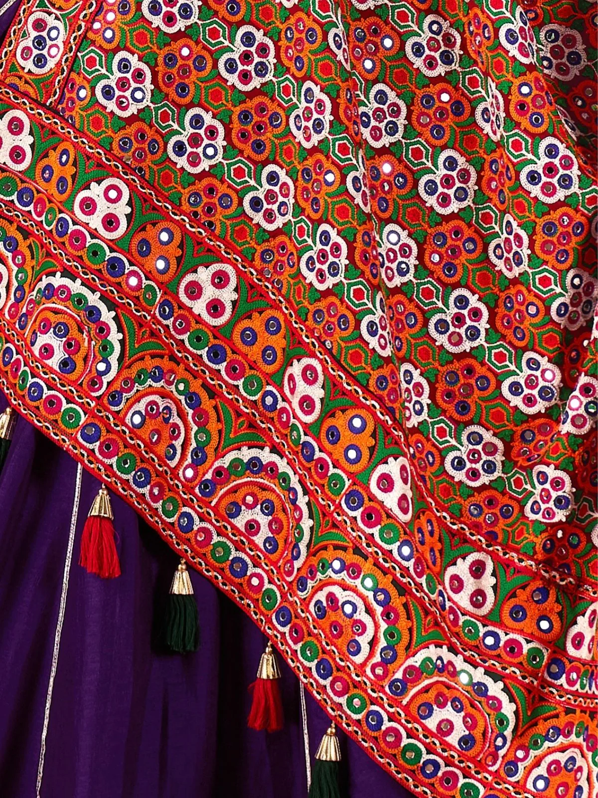 Odette Purple Silk Blend Semi-Stitched lehenga With Stunning Tassels For Women - Image 6