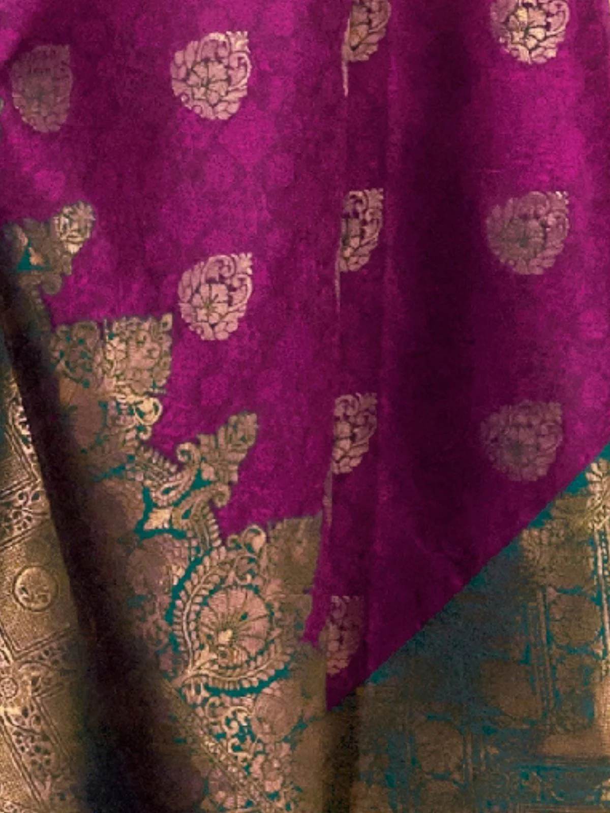 Odette Purple Silk Blend Woven Saree With Unstitched Blouse For Women - Image 3