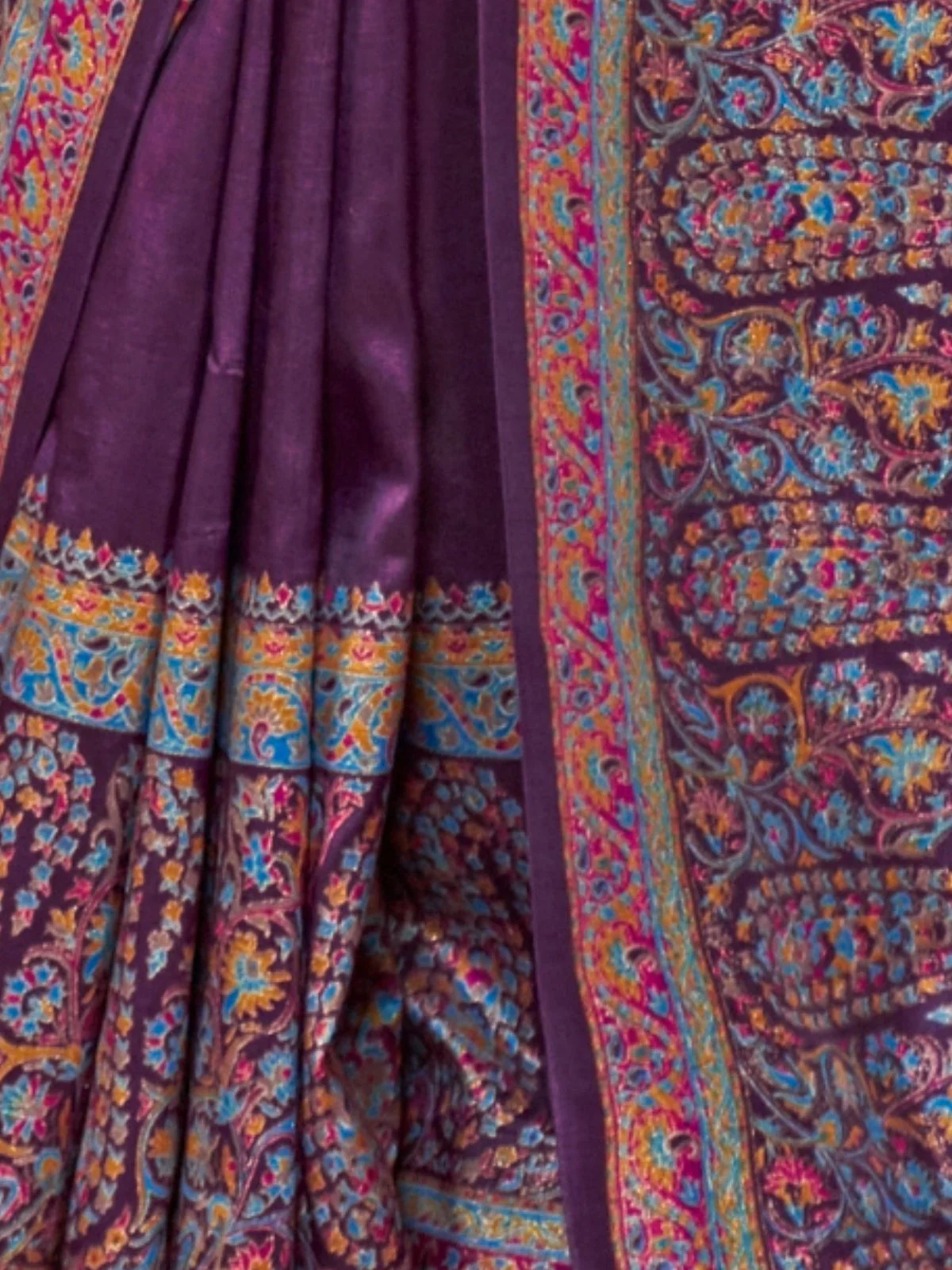 Odette Purple Silk Blend Woven Saree With Unstitched Blouse For Women - Image 3