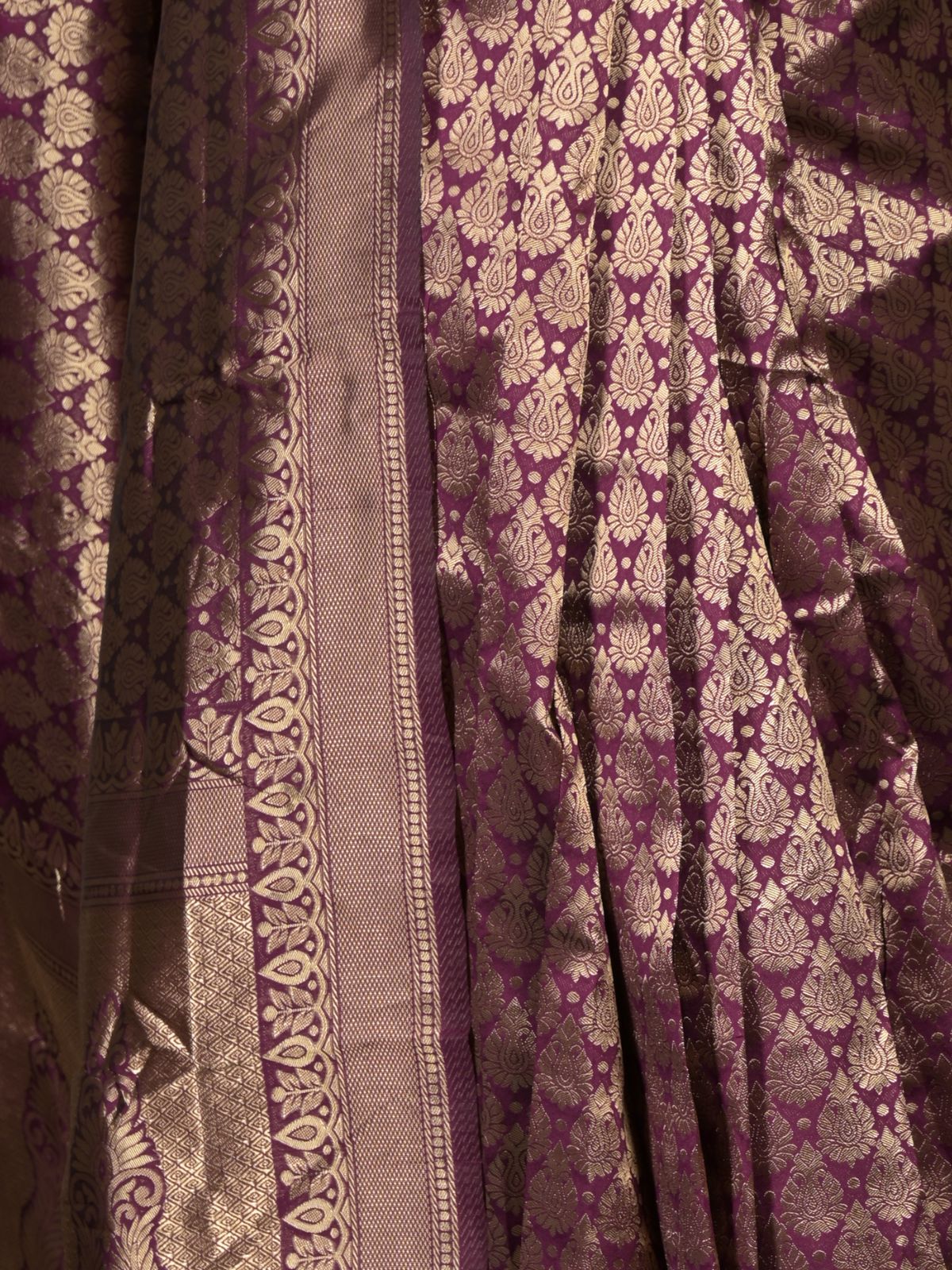 Odette Purple Silk Blend Woven Saree with Unstitched Blouse for Women - Image 5