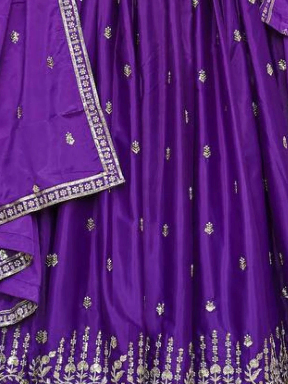 Odette Purple Silk Solid Stitched Kurta Set For Women - Image 4