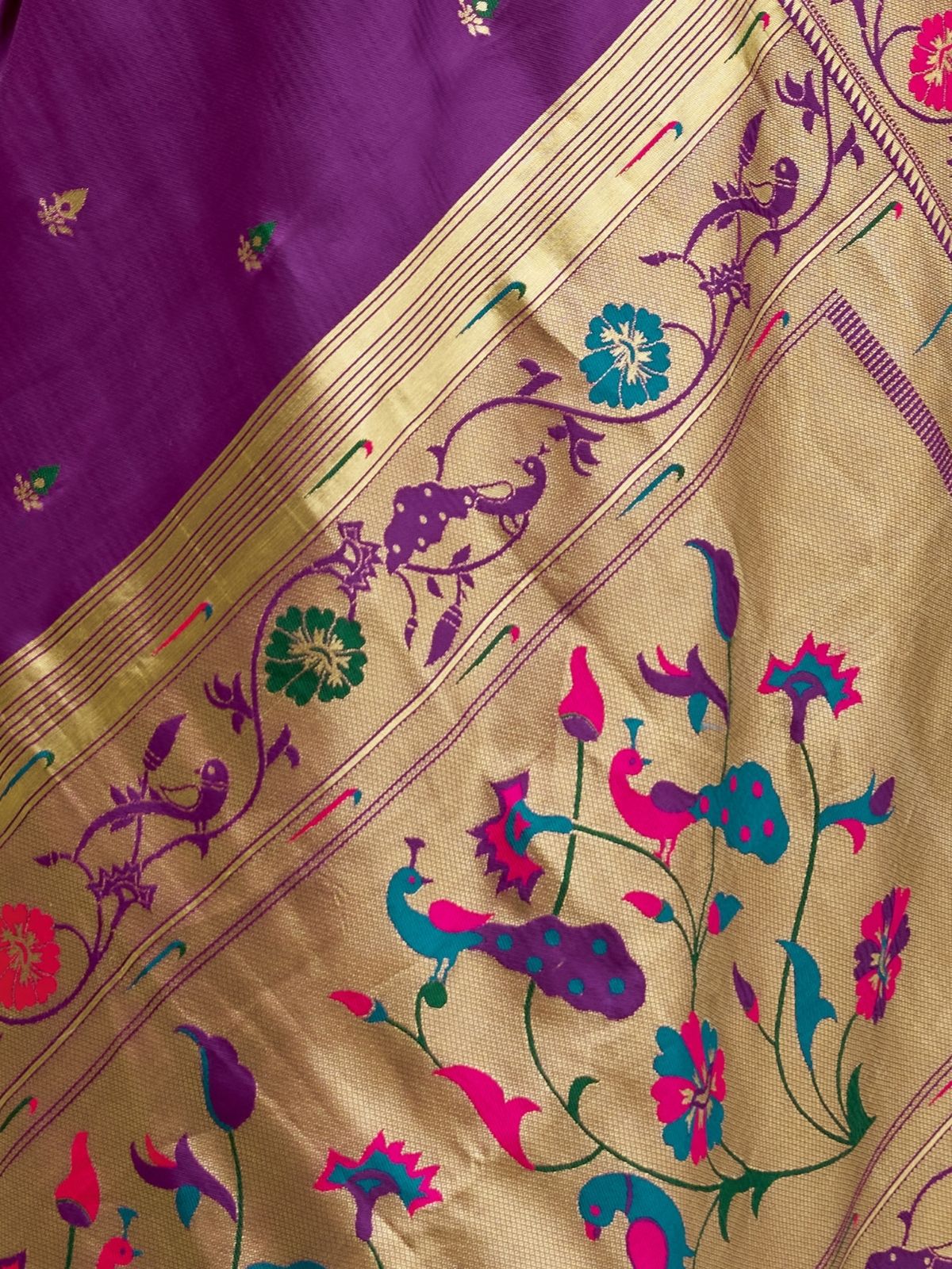 Odette Purple Silk Woven Paithani Saree For Women - Image 5